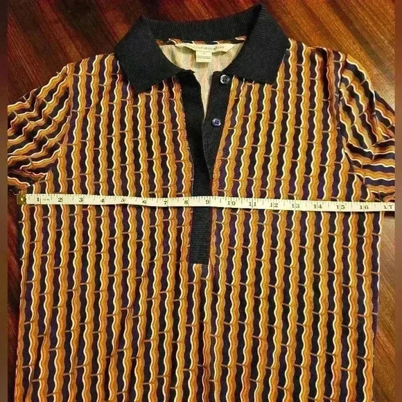 Diane Von Furstenberg Silk Knit Long Sleeve Navy Orange Cream Midi Dress Sz 4 - Picture 11 of 15